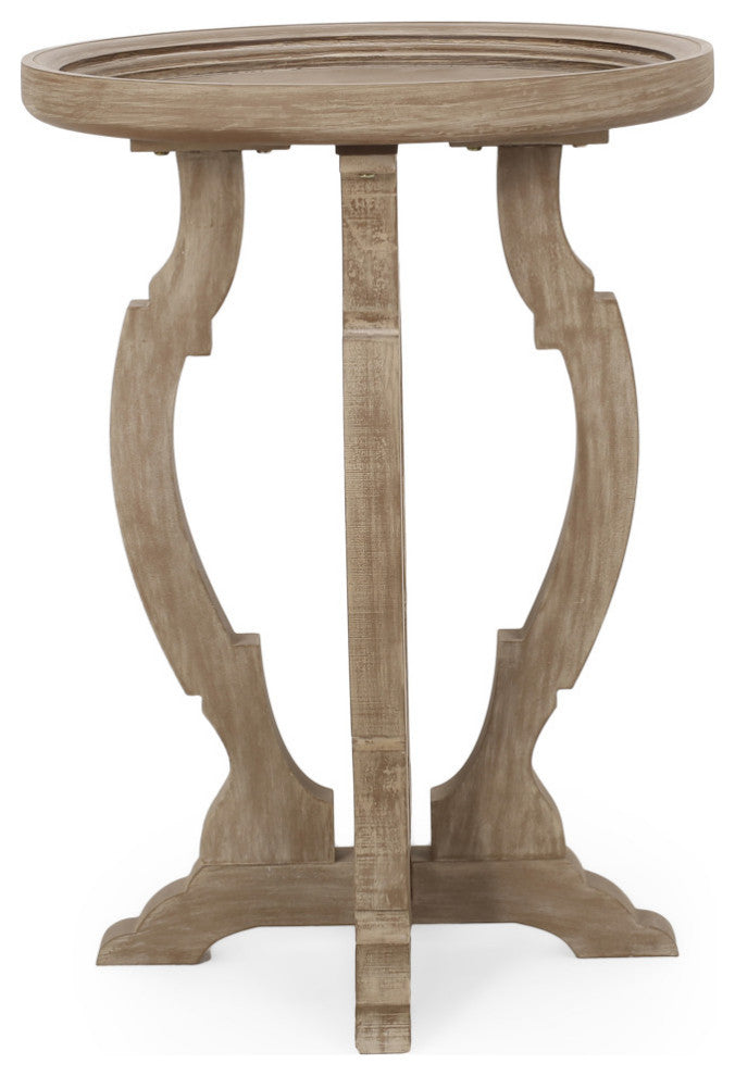 Ridge French Country Accent Table With Round Top, Natural