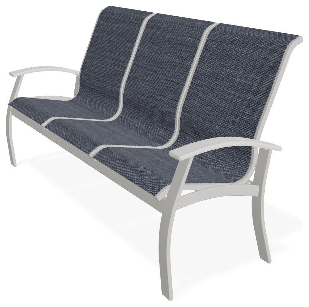 Belle Isle Sling 3-Seat Outdoor Sofa, Augustine Denim/Snow