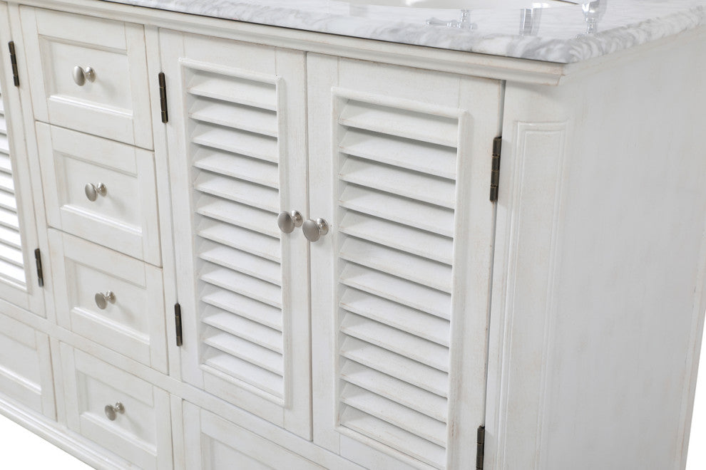 Rhett 60" Double Bathroom Vanity, Antique White