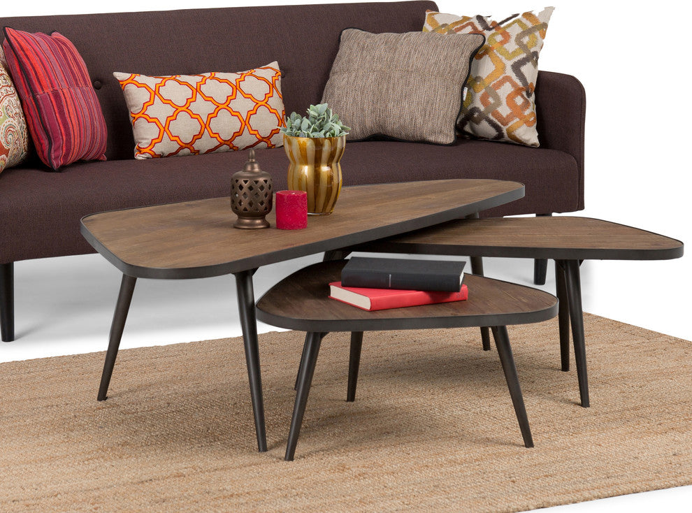 Aubrey 3 Piece Table Set - Distressed Wood