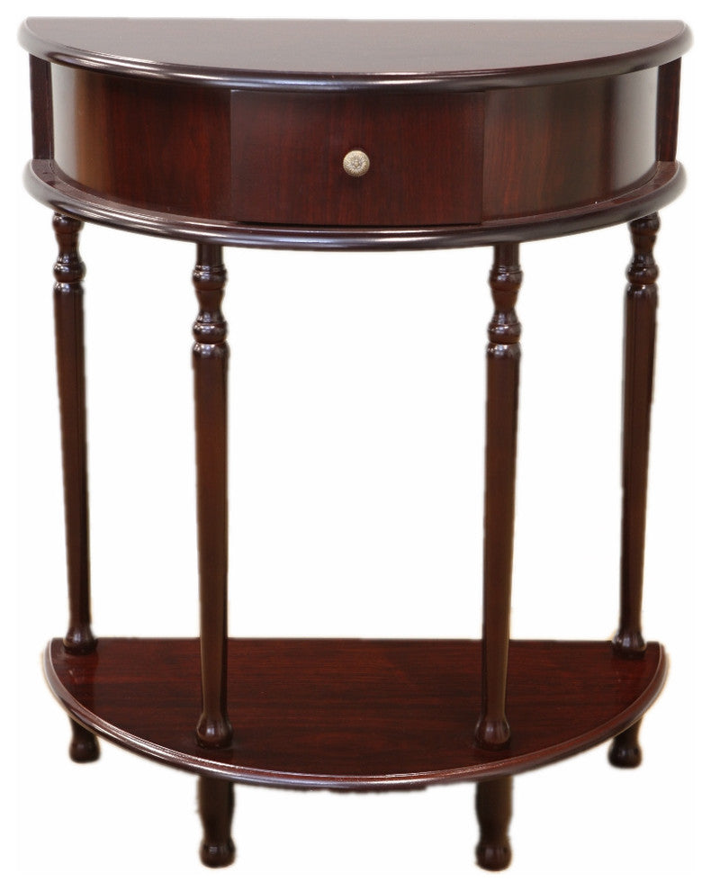Half Moon End Table, Espresso Finish