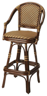 Multi-Color Rattan Swivel Bar Stool