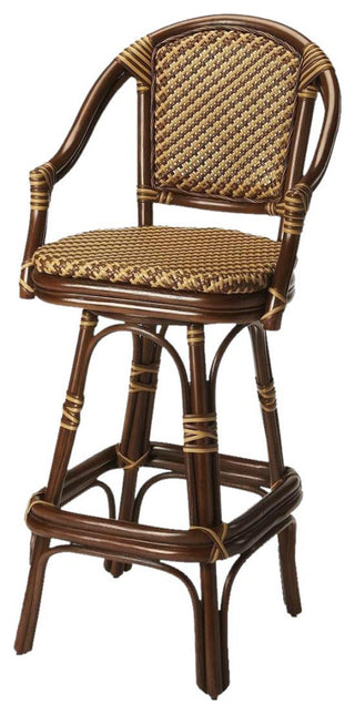 Multi-Color Rattan Swivel Bar Stool