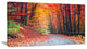 Road in Beautiful Autumn Forest, Modern Forest Canvas Art, 32"x16"