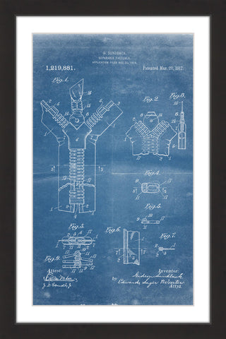 "Zipper 1917 Blueprint" Framed Painting Print