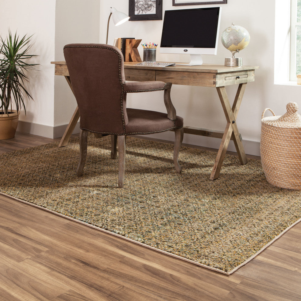 Aegina Diamonds Green/Gold Area Rug, 6'7"x9'6"