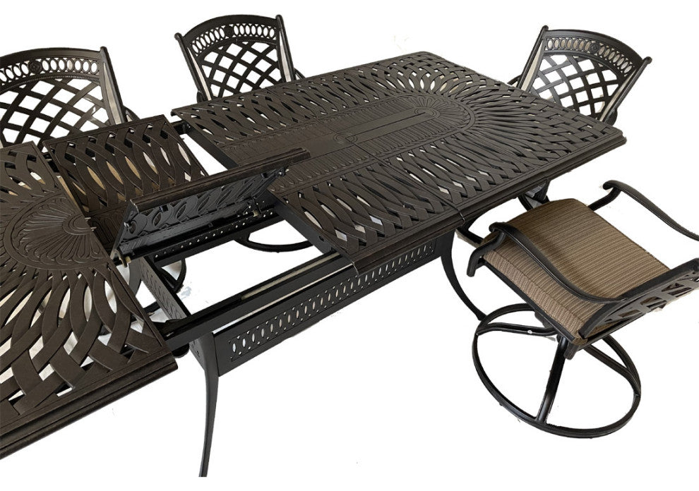 7 piece outdoor dining set expandable patio table.