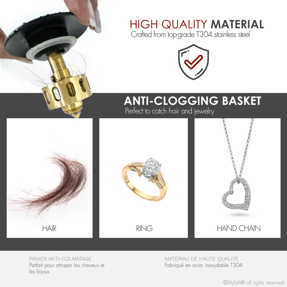 STYLISH Matte Black Pop-Up Bathroom Sink Drain without Overflow