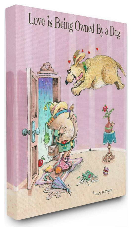 Stupell Industries Love Is Being Owned By A Dog Cartoon Pet Design, 16"x20"