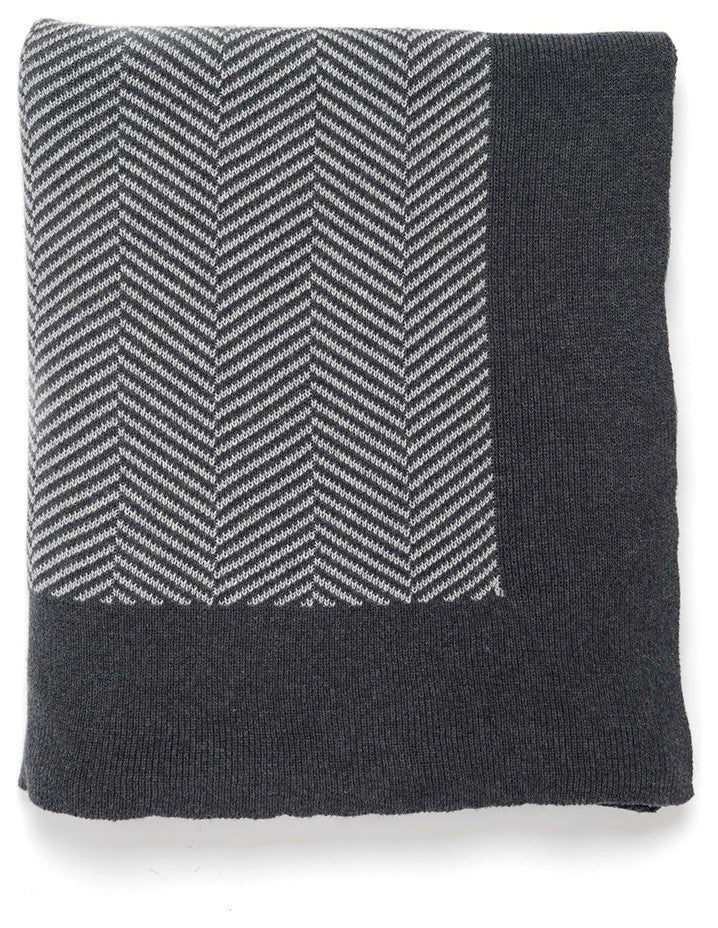 Herring Bone Throw, Dark Grey and Light Grey