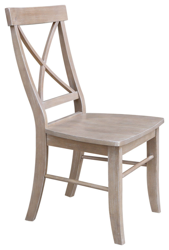 Set of Two X-Back Chairs, Washed Gray Taupe