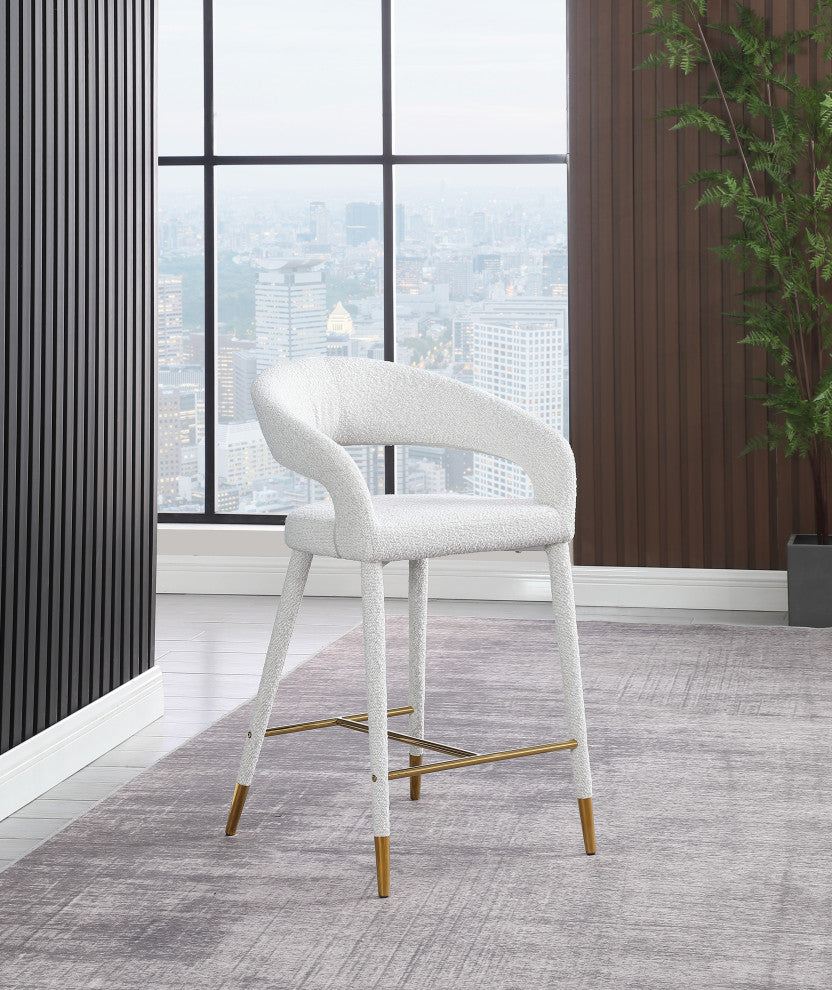 Destiny Counter Stool, Cream, Boucle Fabric