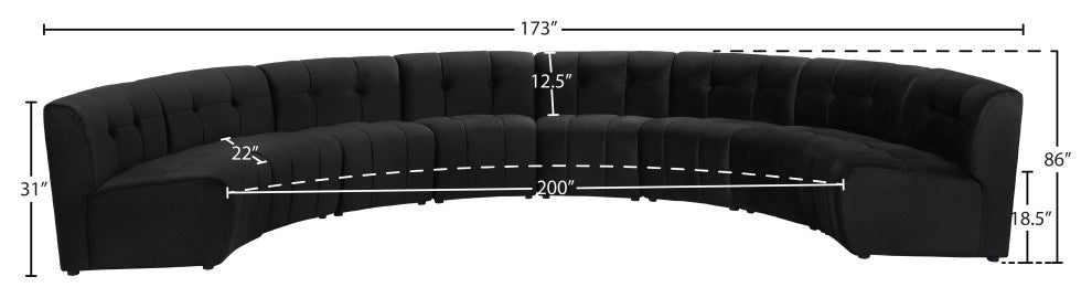 Limitless Velvet Upholstered 8-Piece Modular Sectional, Black