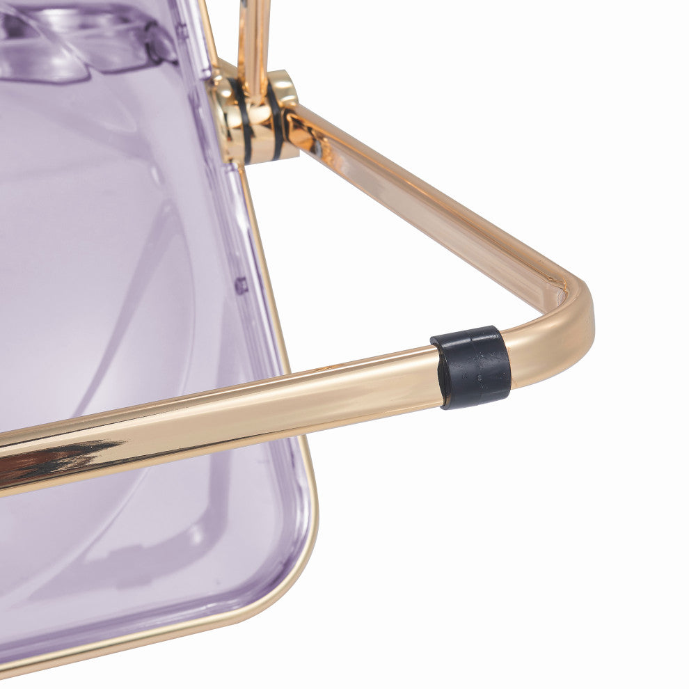 Lawrence Acrylic Folding Chair With Gold Frame, Magenta
