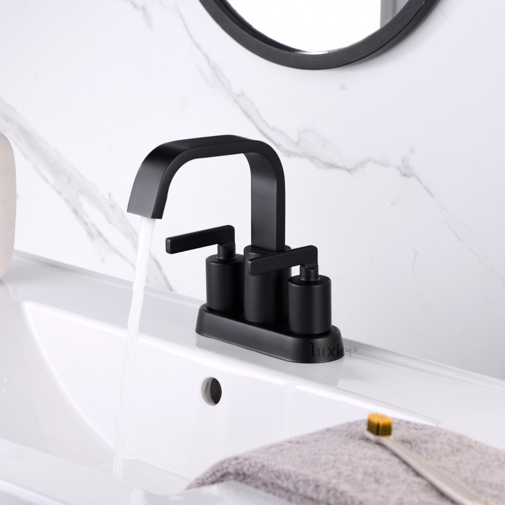 Luxier MSC14-T Single-Handle Bathroom Faucet With Drain, Matte Black
