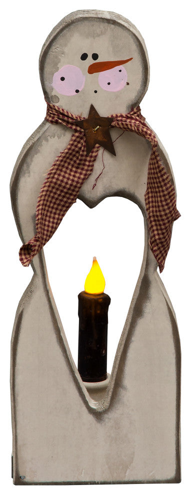 Farmhouse Snowman Candle Holder