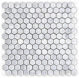 White Carrara Polished 1" Hexagon Marble Mosaic