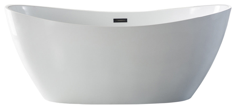 Acrylic Freestanding Oval Bathtub With Drain and Overflow Cover, 67"