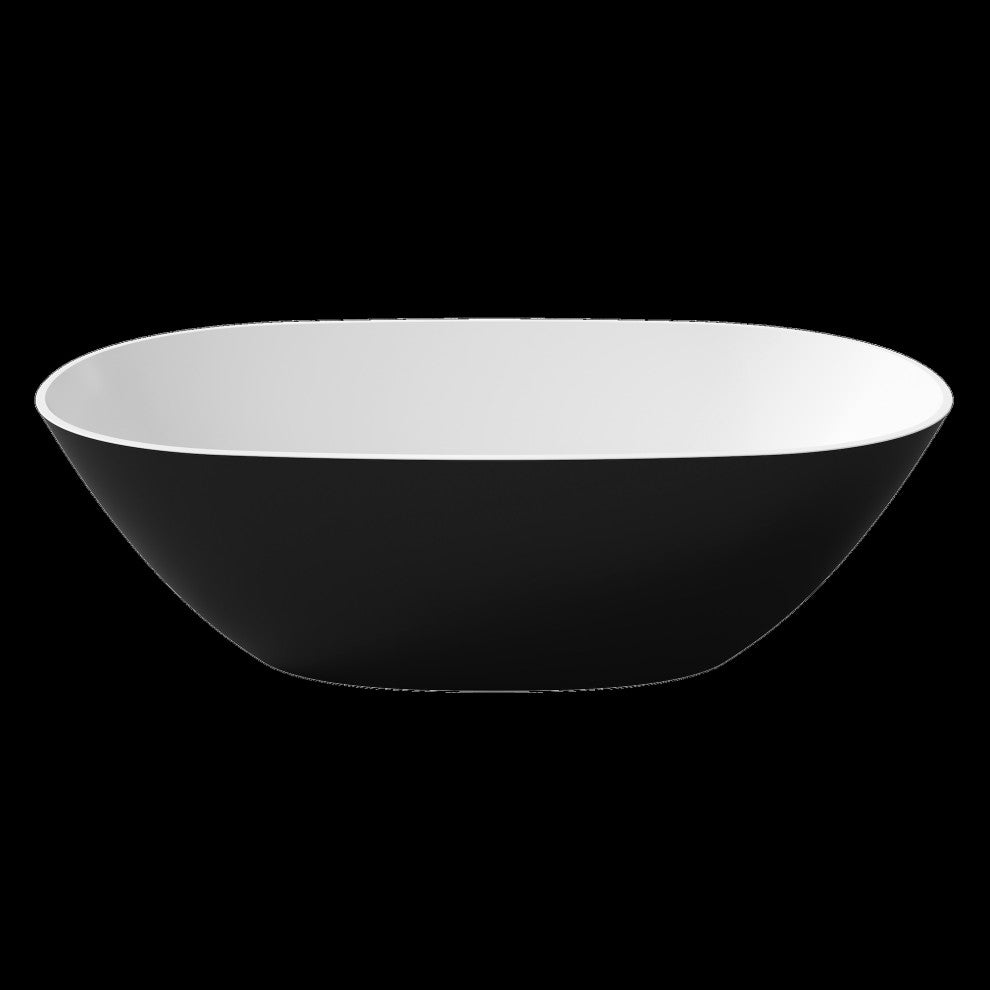 Perlato Genova 70" Eco-Lapistone Freestanding Soaking Tub, Matte Black