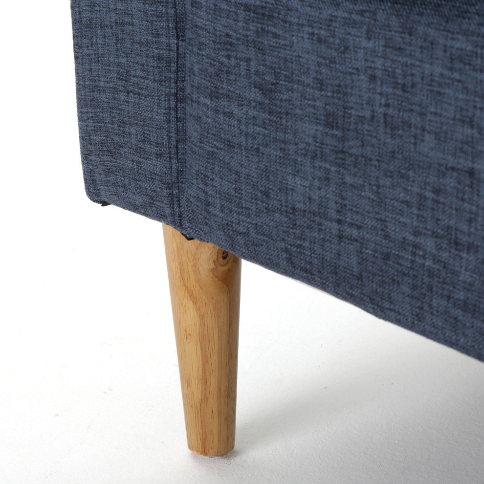 GDF Studio Stratford Mid Century Modern Fabric Sofa and Club Chairs Set, Dark Bl