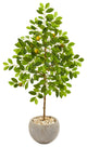 54" Lemon Artificial Tree, Sand Colored Planter
