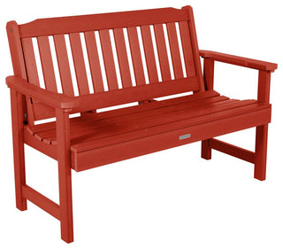 4' Lehigh Bench, Chairs, Conversation Table, 4-Piece Set, Rustic Red