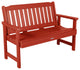 4' Lehigh Bench, Chairs, Conversation Table, 4-Piece Set, Rustic Red