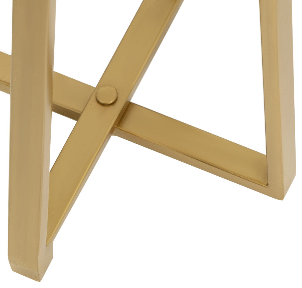 Zia Metal Drink Table, Marble/Gold 9x9x23