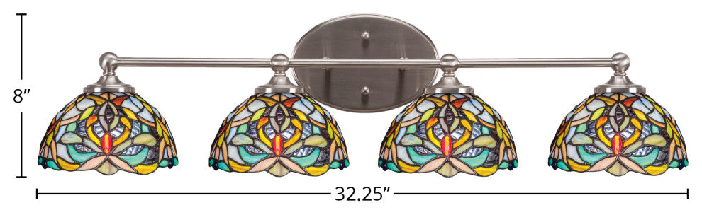 Capri 4-Light Bath Bar, Brushed Nickel/Kaleidoscope Art