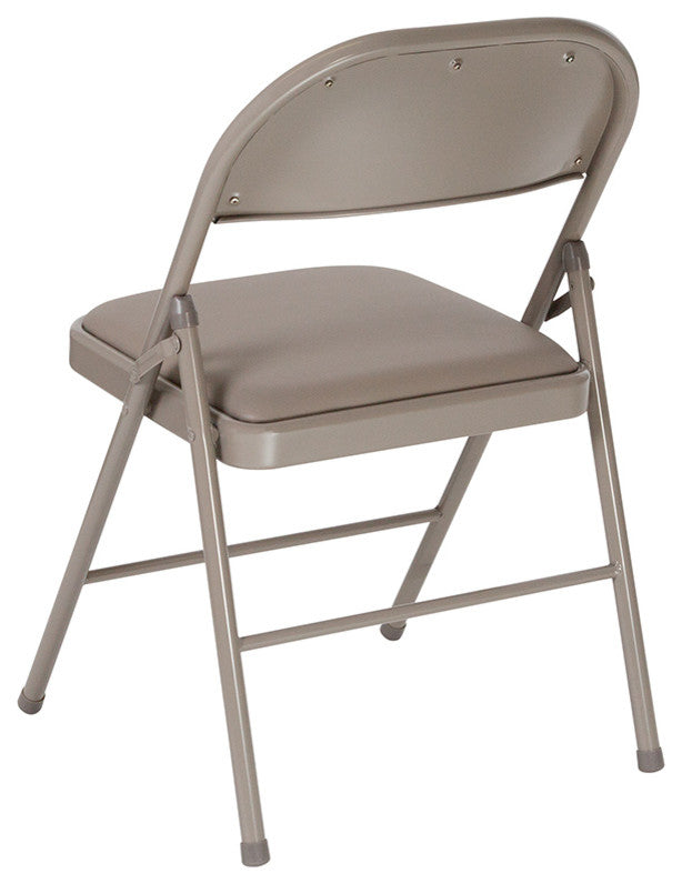 HERCULES Series Double Braced Gray Vinyl Folding Chair, Set of 4