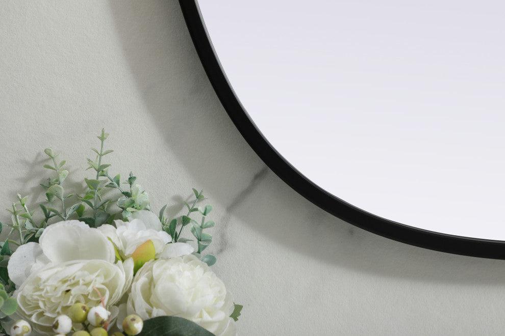 Metal Frame Oval Mirror 20X36 Inch, Black