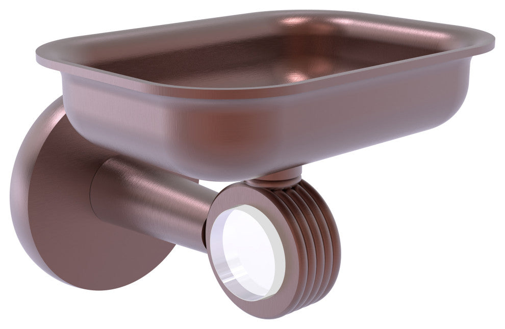 Clearview Wall Mounted Soap Dish Holder with Groovy Accents, Antique Copper