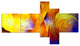 Yellow Fractal Abstract Pattern, Abstract Art on Canvas, 60"x32", 5 panels