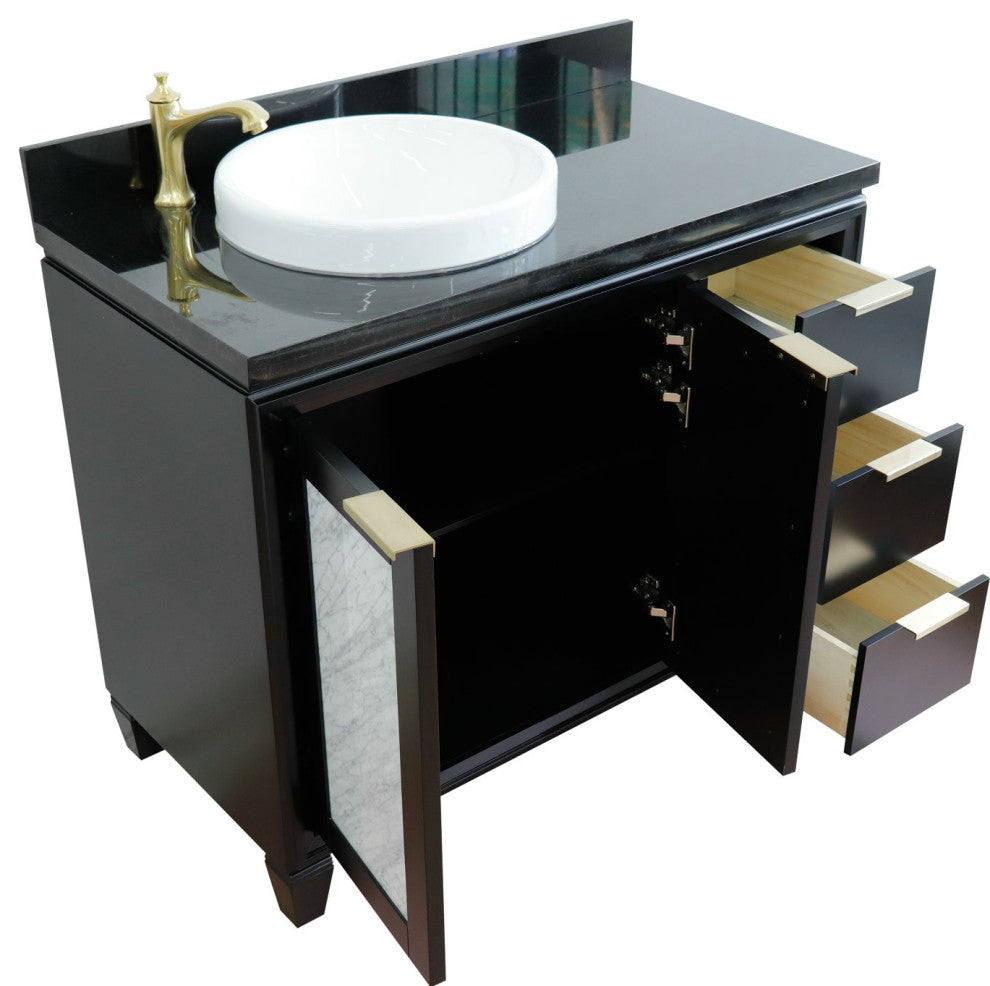 43" Single Vanity, Black Finish With Black Galaxy