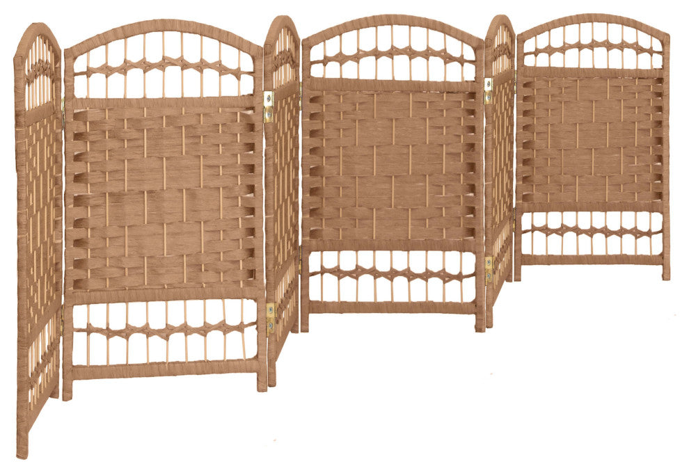 2 ft. Short Fiber Weave Room Divider Natural 6 Panels