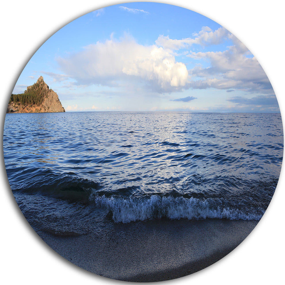 Wave With Whitecaps On Lake Baikal, Seascape Round Wall Art, 11"