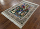 Authentic Persian Isfahan Pictorial Scene Hand Knotted Wool and Silk Rug, 4x6