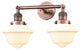 2-Light Oxford 17" Bath Fixture, Antique Copper, Glass: White Cased