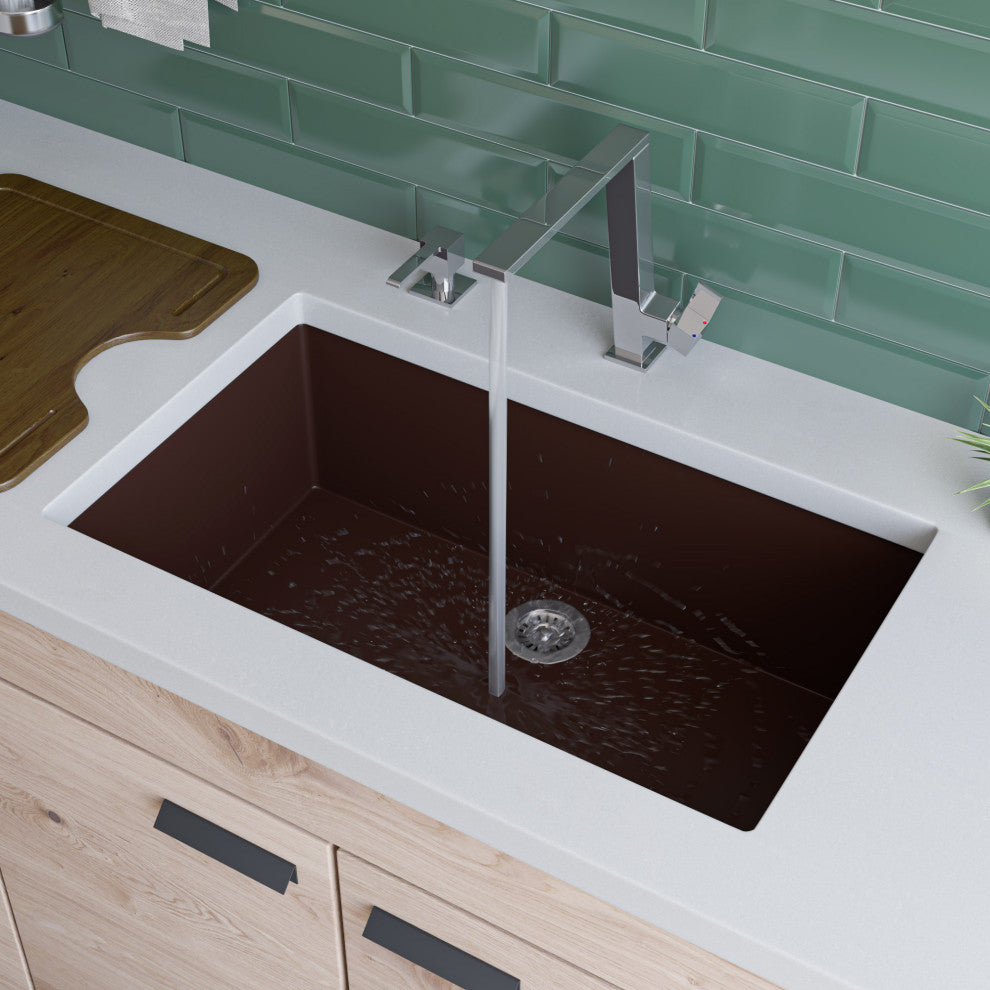 Chocolate 30" Undermount Single Bowl Granite Composite Kitchen Sink