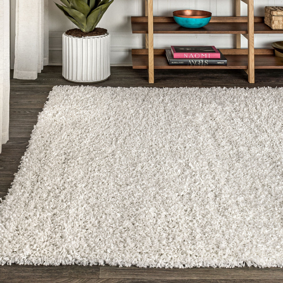 Mercer Shag Plush Area Rug, White, 5 X 8