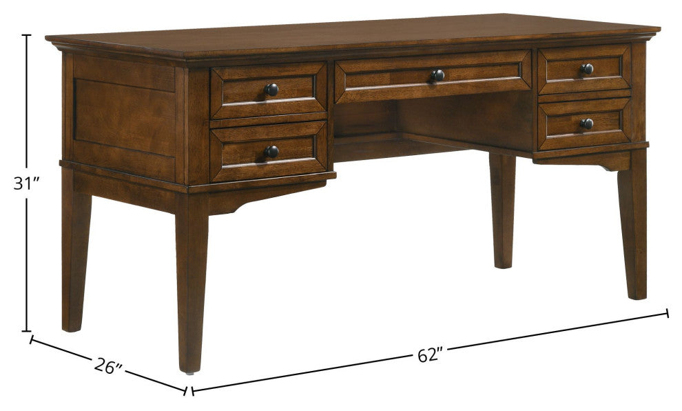 San Mateo 62" Wide Wooden Half Ped Executive Desk, Tuscan