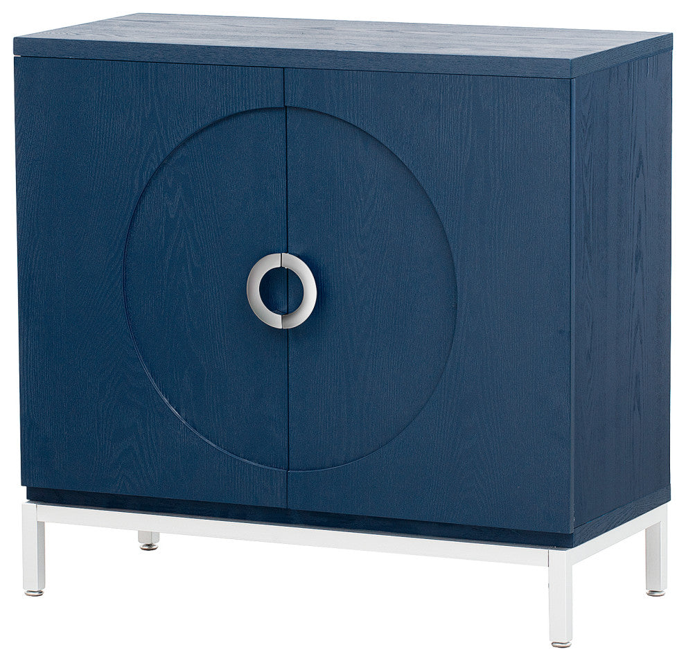 TATEUS 34" Accent Cabinet-Simple Storage Cabinet With Solid Wood Veneer, Navy
