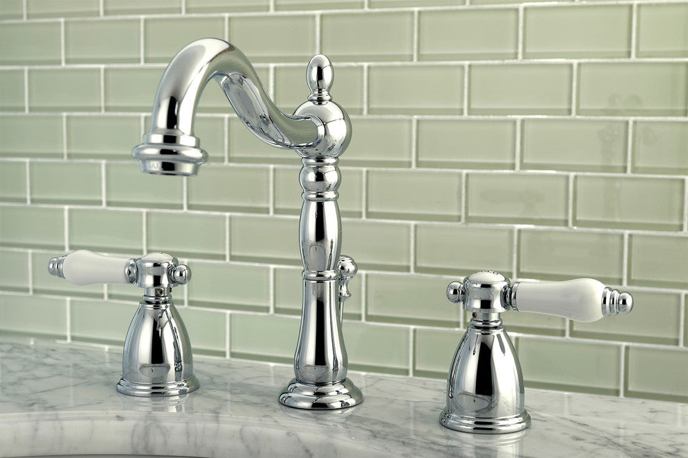 Kingston Brass Widespread Bathroom Faucet With Retail Pop-Up, Polished Chrome