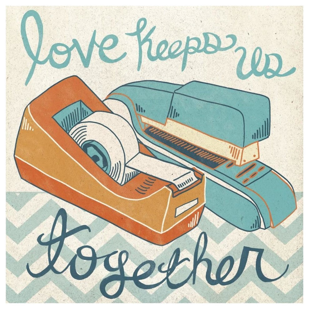 "Love Keeps Us Together Orange" Digital Paper Print by Mary Urban, 38"x38"