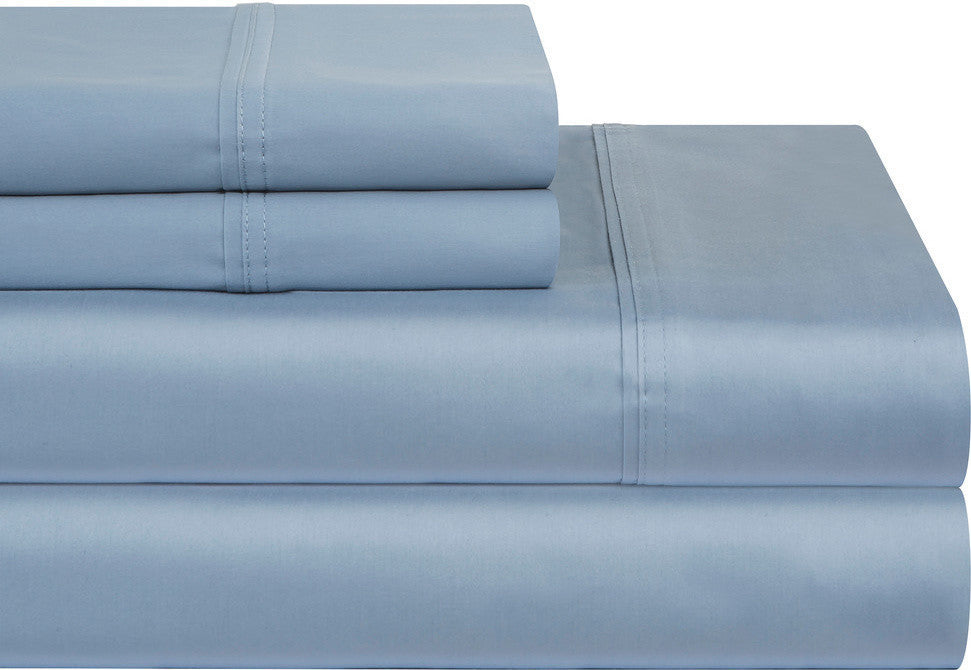 Pointehaven 400TC Deep Fitted Sheet Set, Dusty Blue, Cal King