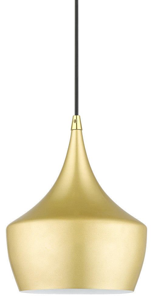 Waldorf 1-Light Soft Gold Pendant, Polished Brass Accents
