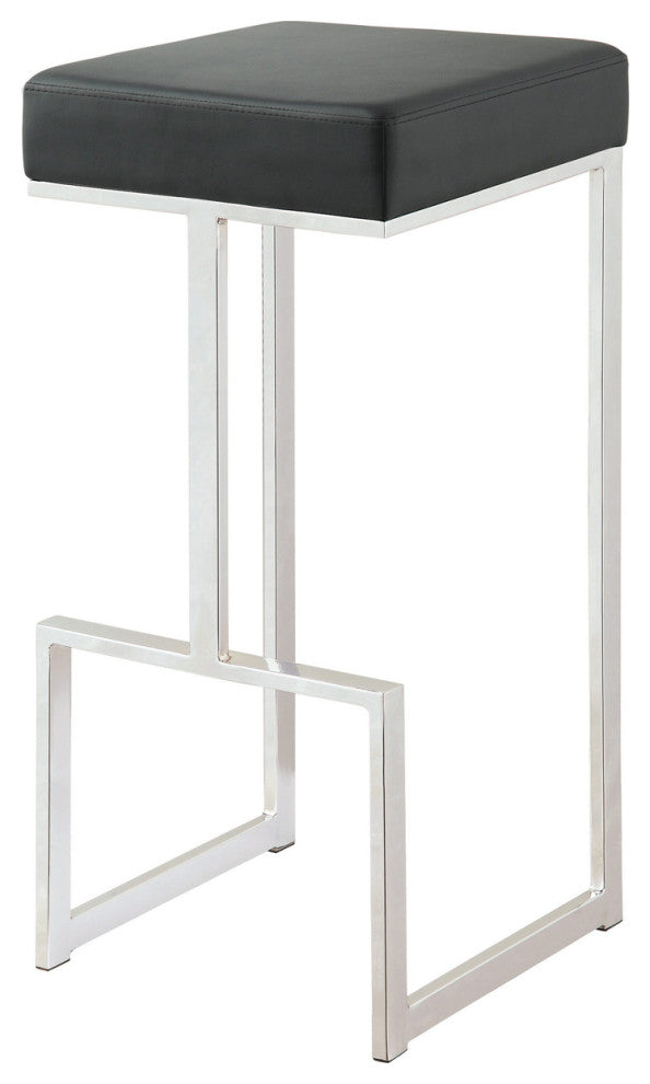 Metal and Faux Leather Bar Stool, Black