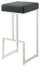 Metal and Faux Leather Bar Stool, Black