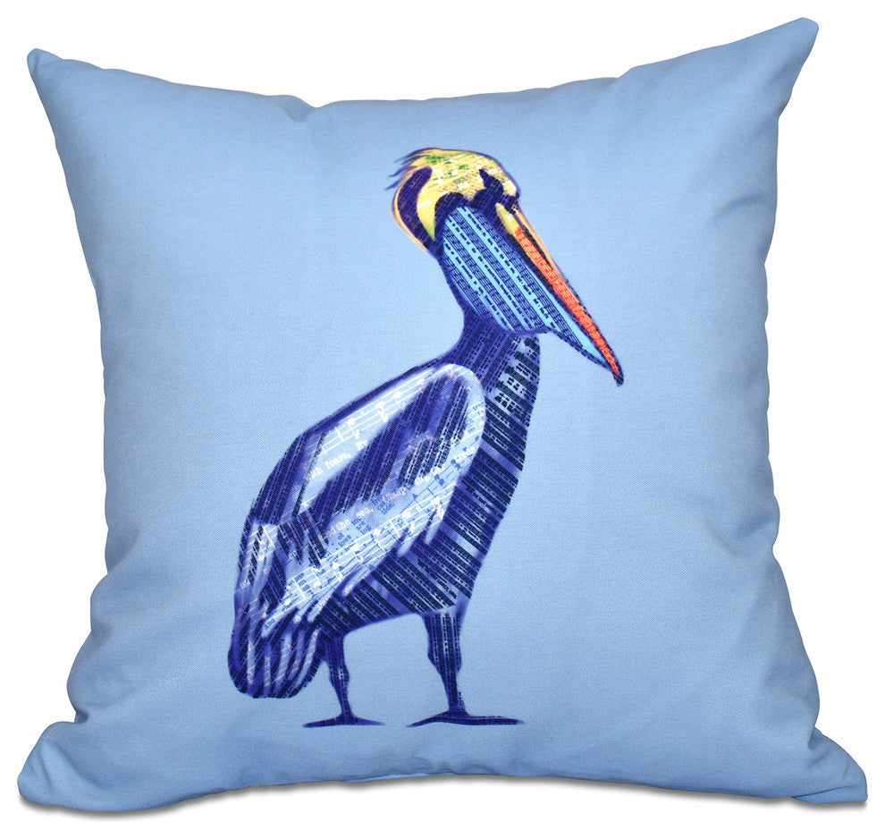 Sea Music, Animal Print Pillow, Blue, 26"x26"