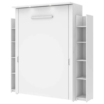 Full Murphy Bed with Shelves (81W) in White